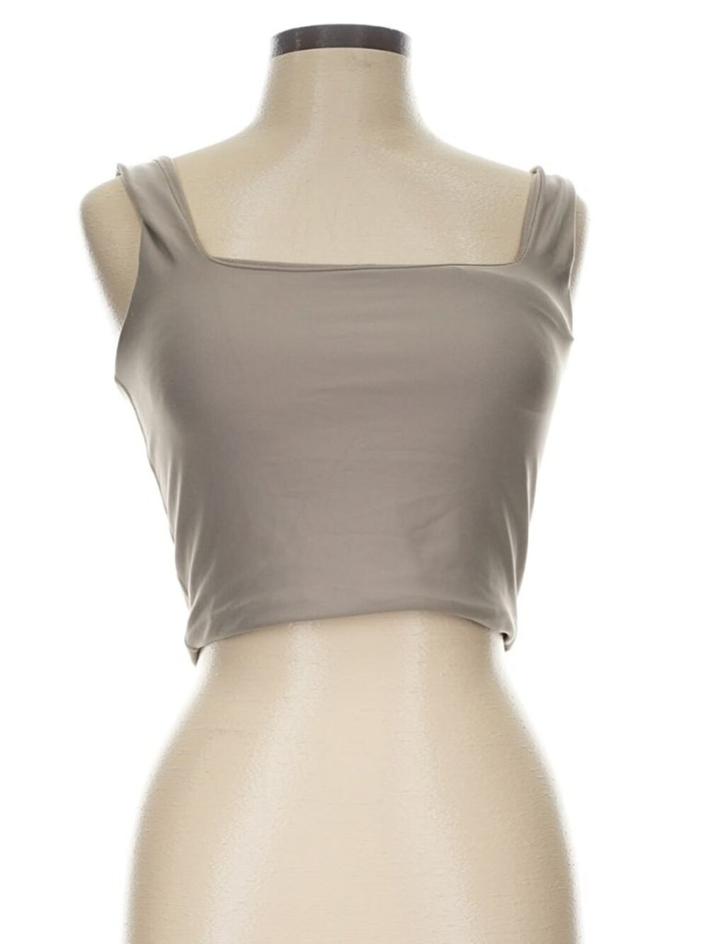Taupe Cropped Tank Top w/ Removable Cups - Athliesure, Workout, Yoga, Running